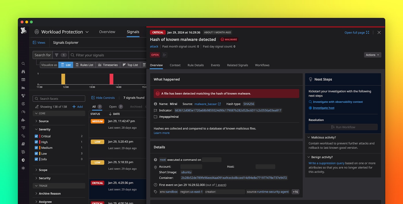Detect malware in your containers with Datadog Workload Protection Detect malware in your containers with Datadog Workload Protection