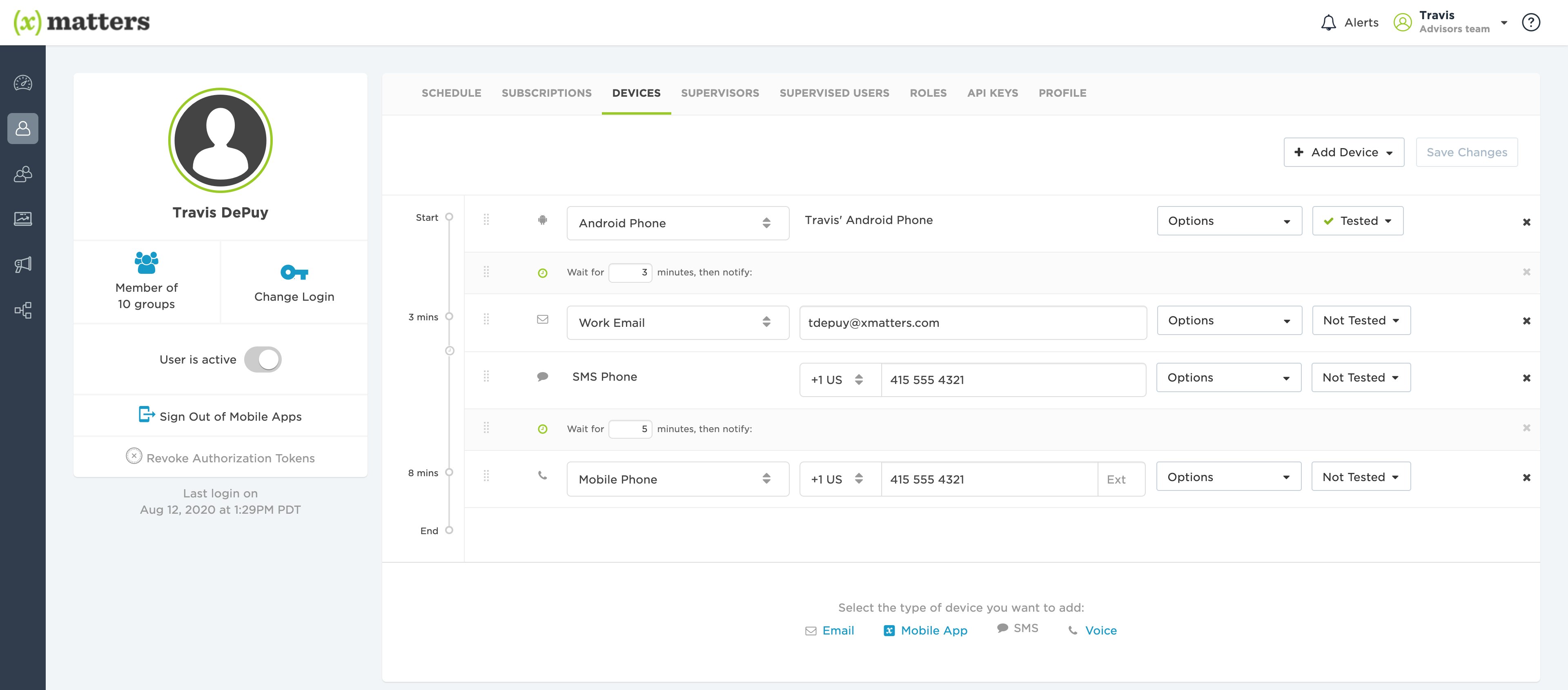 Schedule people and devices to receive notifications Schedule people and devices to receive notifications