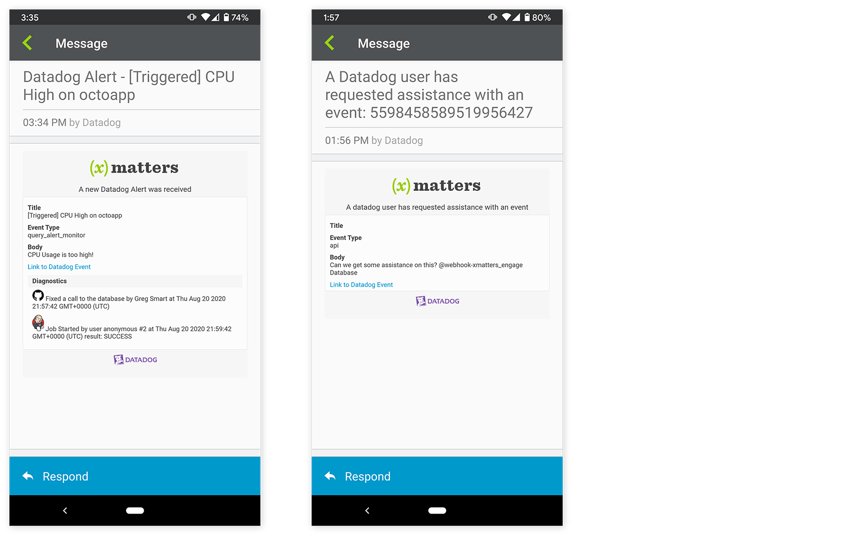 Enriched mobile notifications from xMatters Enriched mobile notifications from xMatters