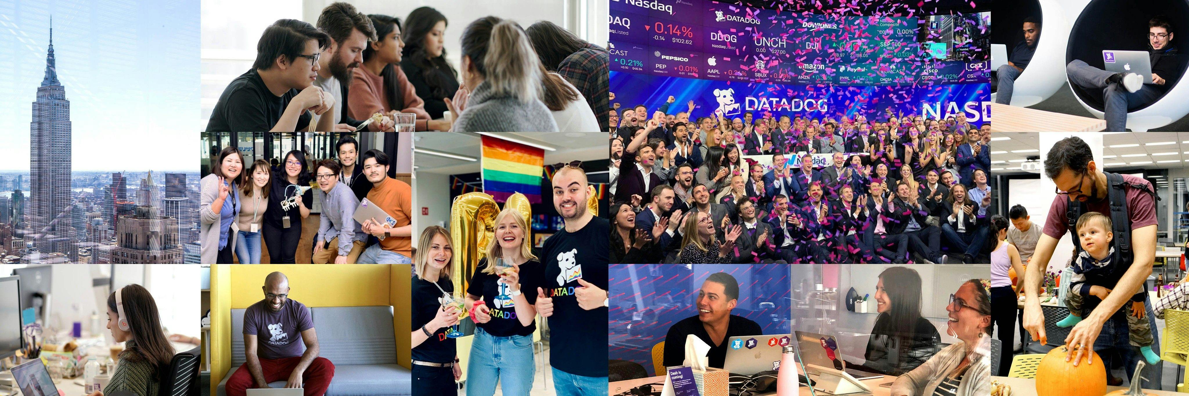Collage of Datadog office and employees