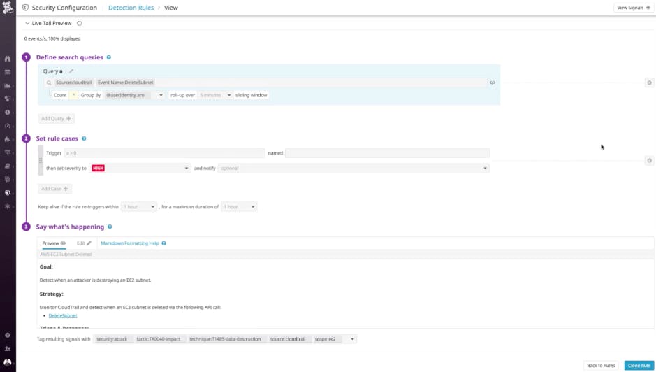 Quickly investigate in a real-time security monitoring tool
