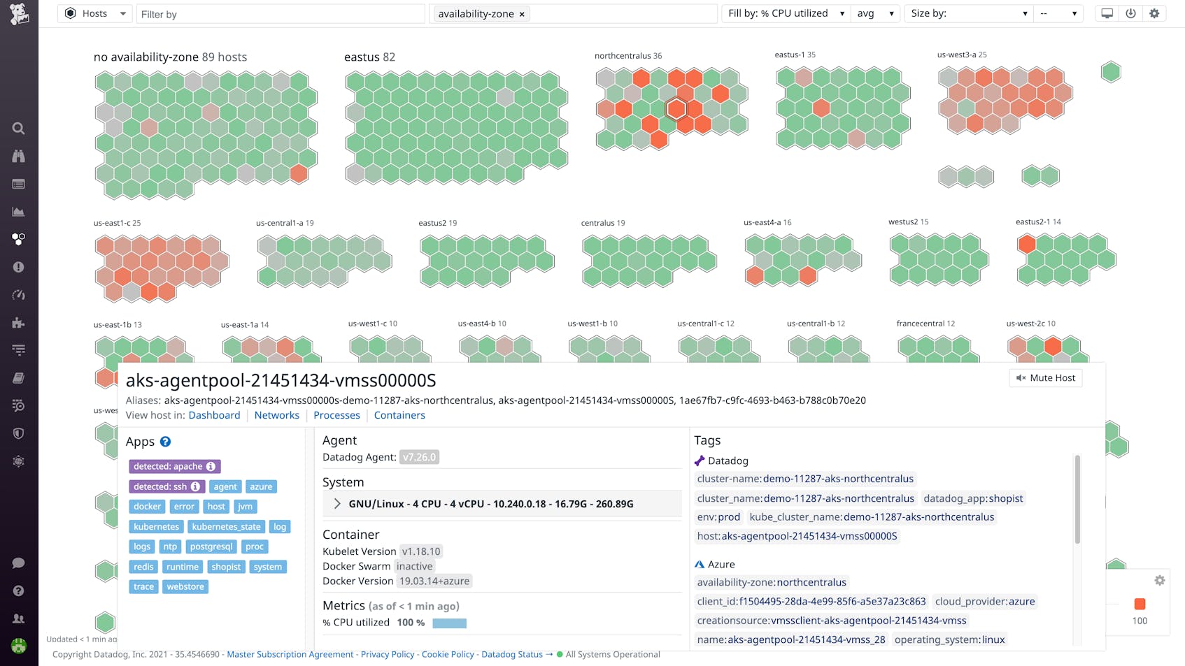 Datadog Infrastructure Monitoring collects metrics from your hosts and containers at 15-second granularity.