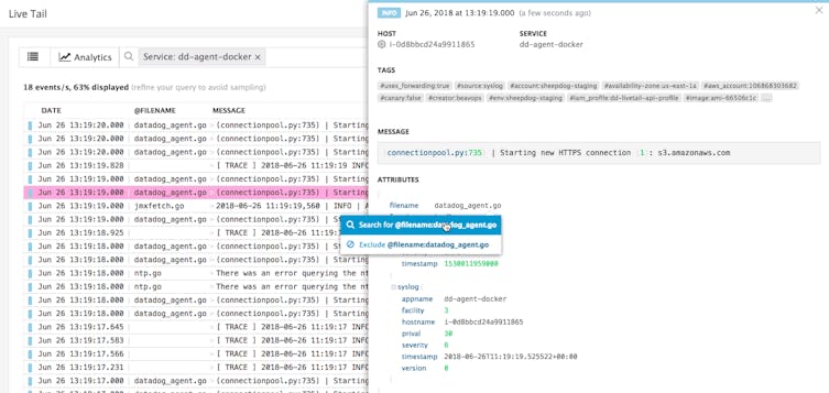 Live tail log monitoring allows you to analyze logs as they are collected.