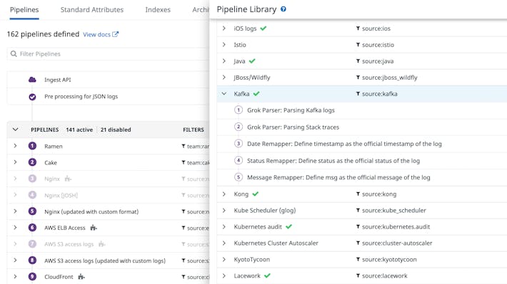 Process, enrich, and route all your logs from one control panel Processing logs with out of the box pipeline templates