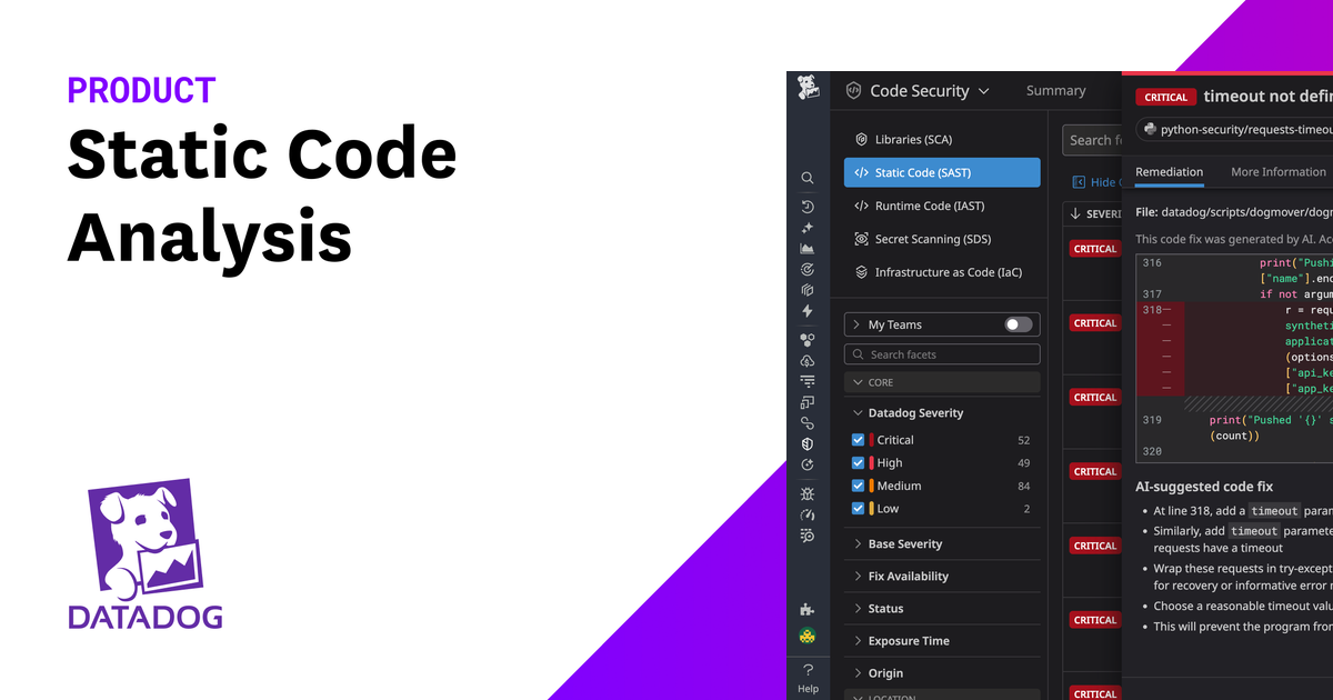 Static Code Analysis (SAST) | Datadog