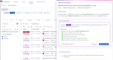 Bits AI Security Analyst Screenshot of Bits AI Security Analyst interface