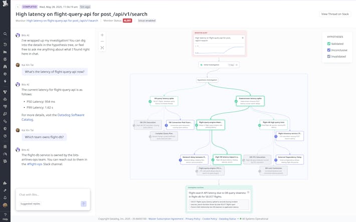 Resolve alerts faster, with less on-call burnout Bits SRE interface screenshot