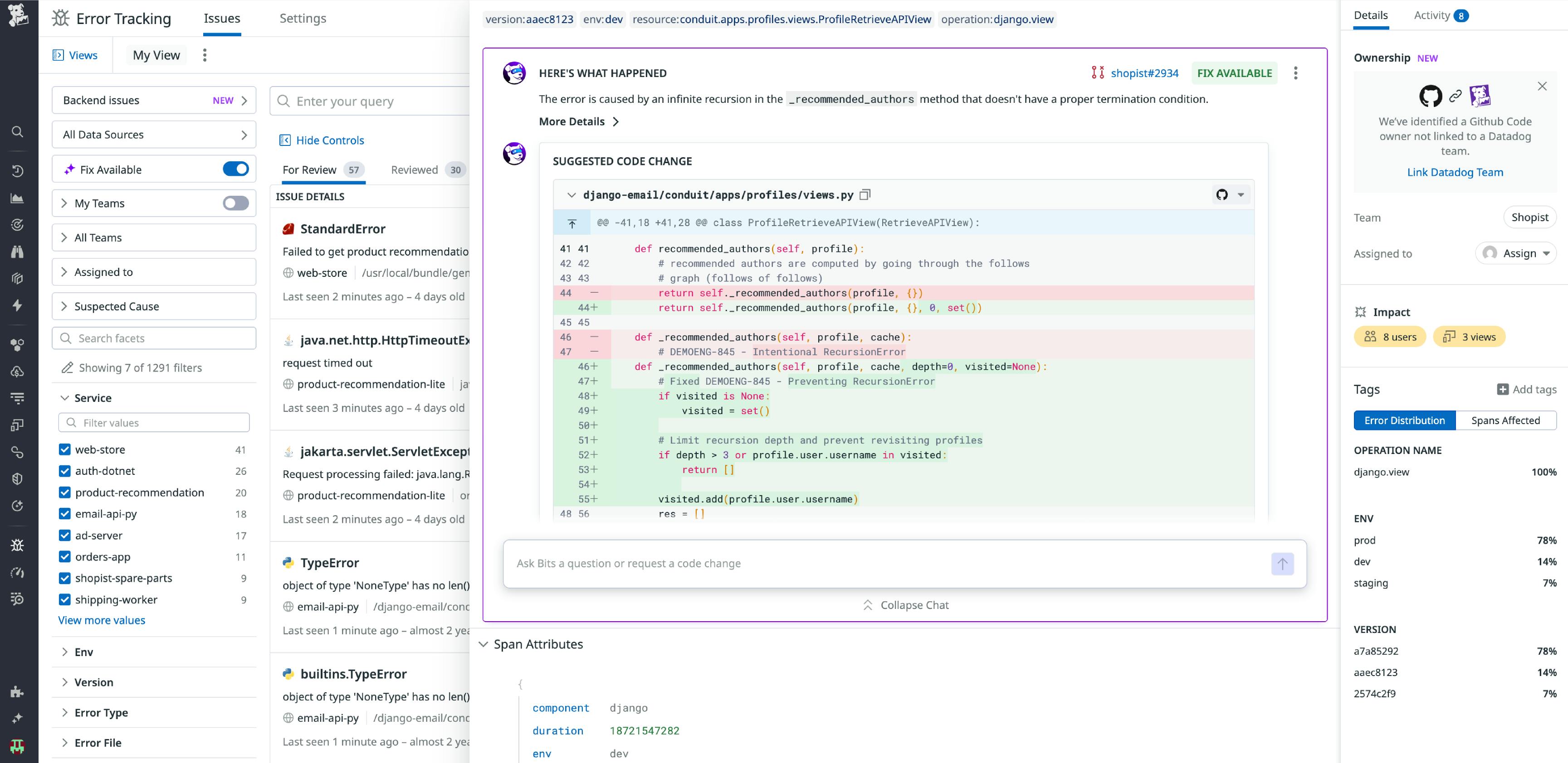 Bits Dev Agent interface screenshot