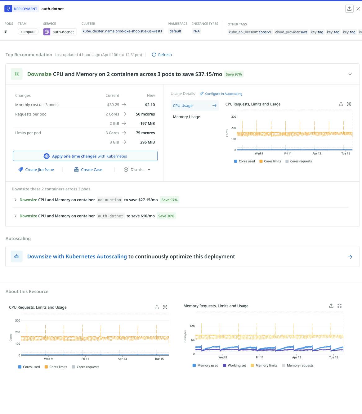 Accelerate optimization with automated cost recommendations