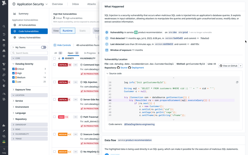 Code Security | IAST Tool | Datadog