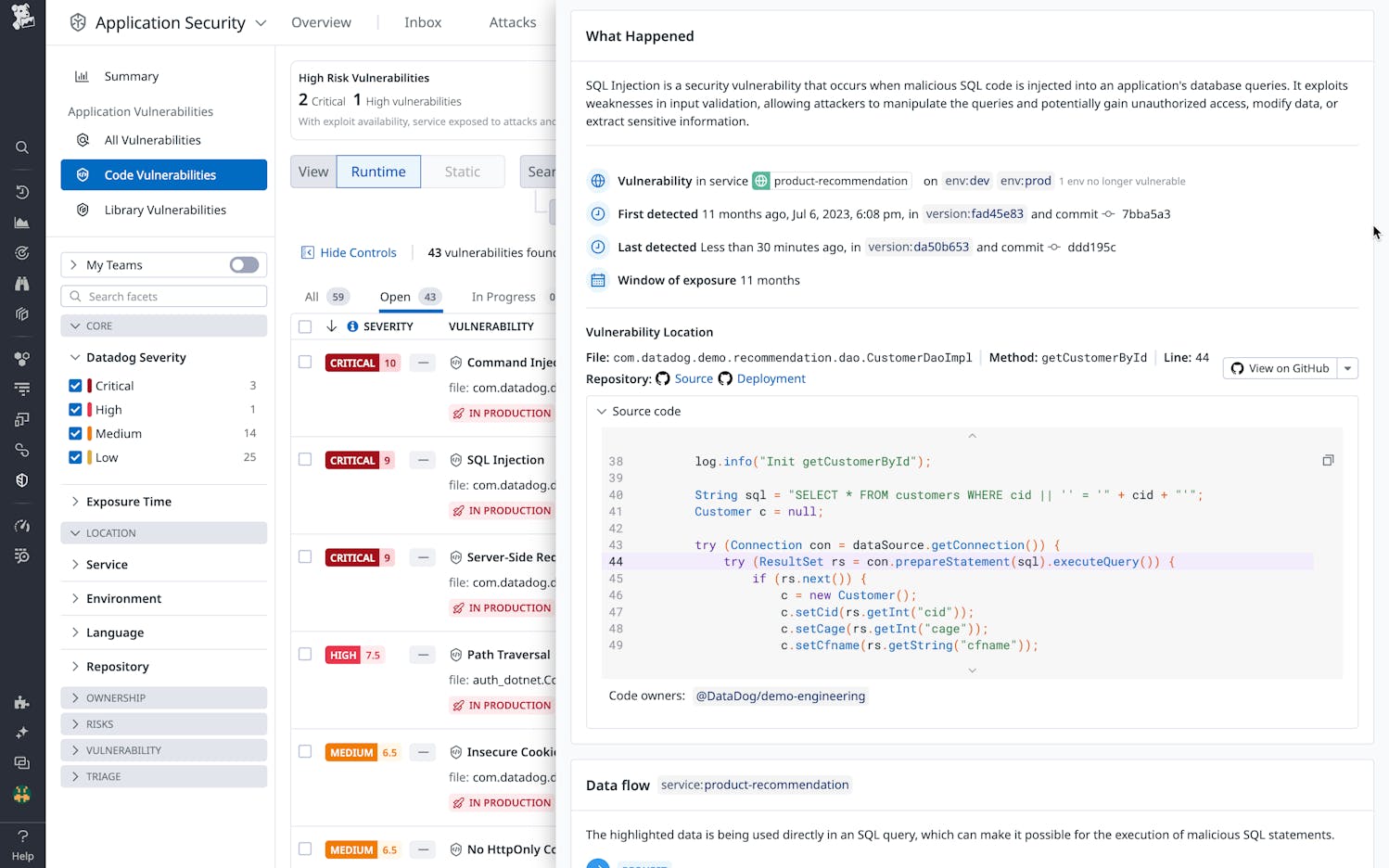 Runtime Code Analysis (IAST) | Datadog