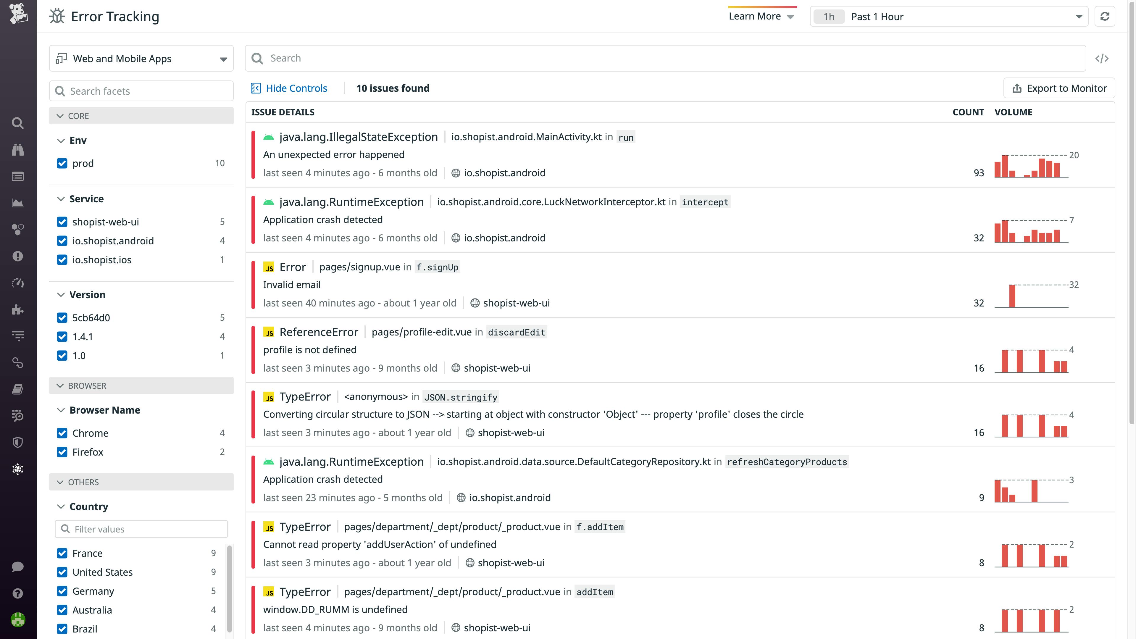 類似のエラーを自動的に問題に集計する