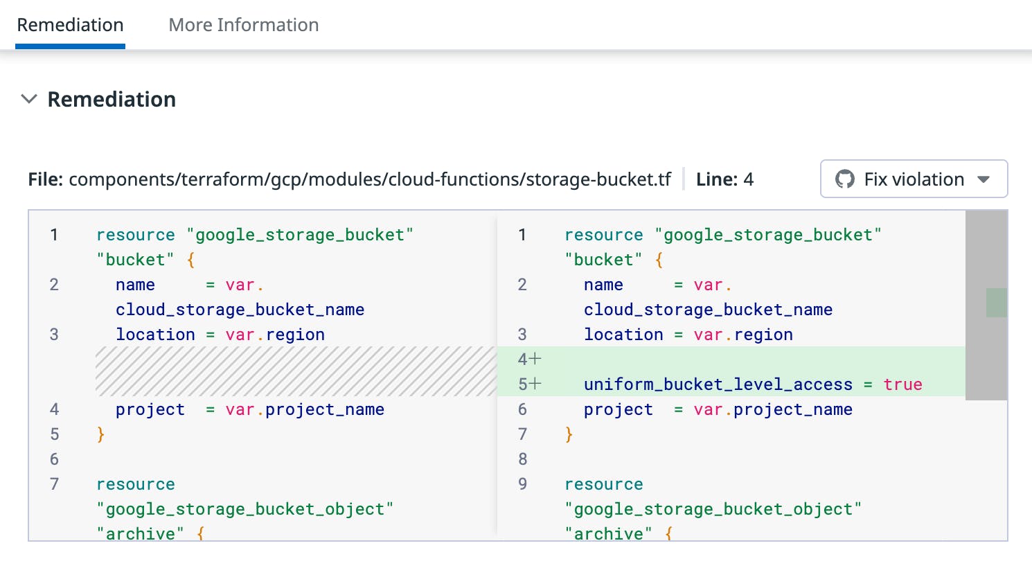 Screenshot of app showing remediation process