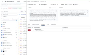 Unify visibility across your entire application stack Datadog LLM Observability dashboard tracking token usage, costs, error rates, latency, and performance of LLM applications.