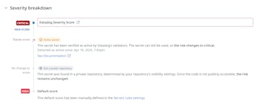 Keep AI-generated code secure Screenshot of app showing Datadog Secret Scanning Code Security product