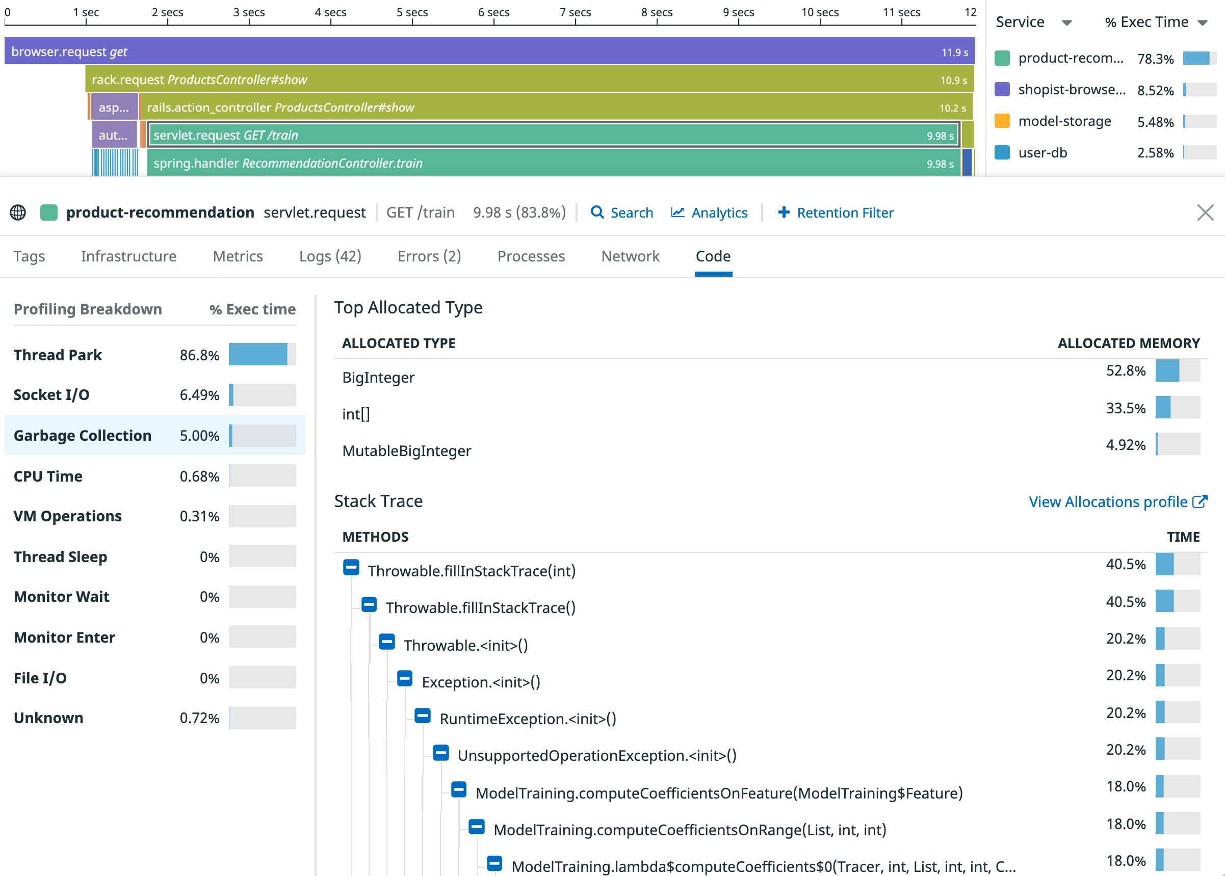 Tie every distributed request to the underlying code profiling data to seamlessly pinpoint the root cause of high latency Tie every distributed request to the underlying code profiling data to seamlessly pinpoint the root cause of high latency