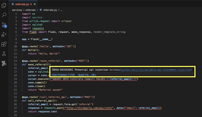 Secure code as it’s being written directly in your IDE Secure code as it’s being written directly in your IDE