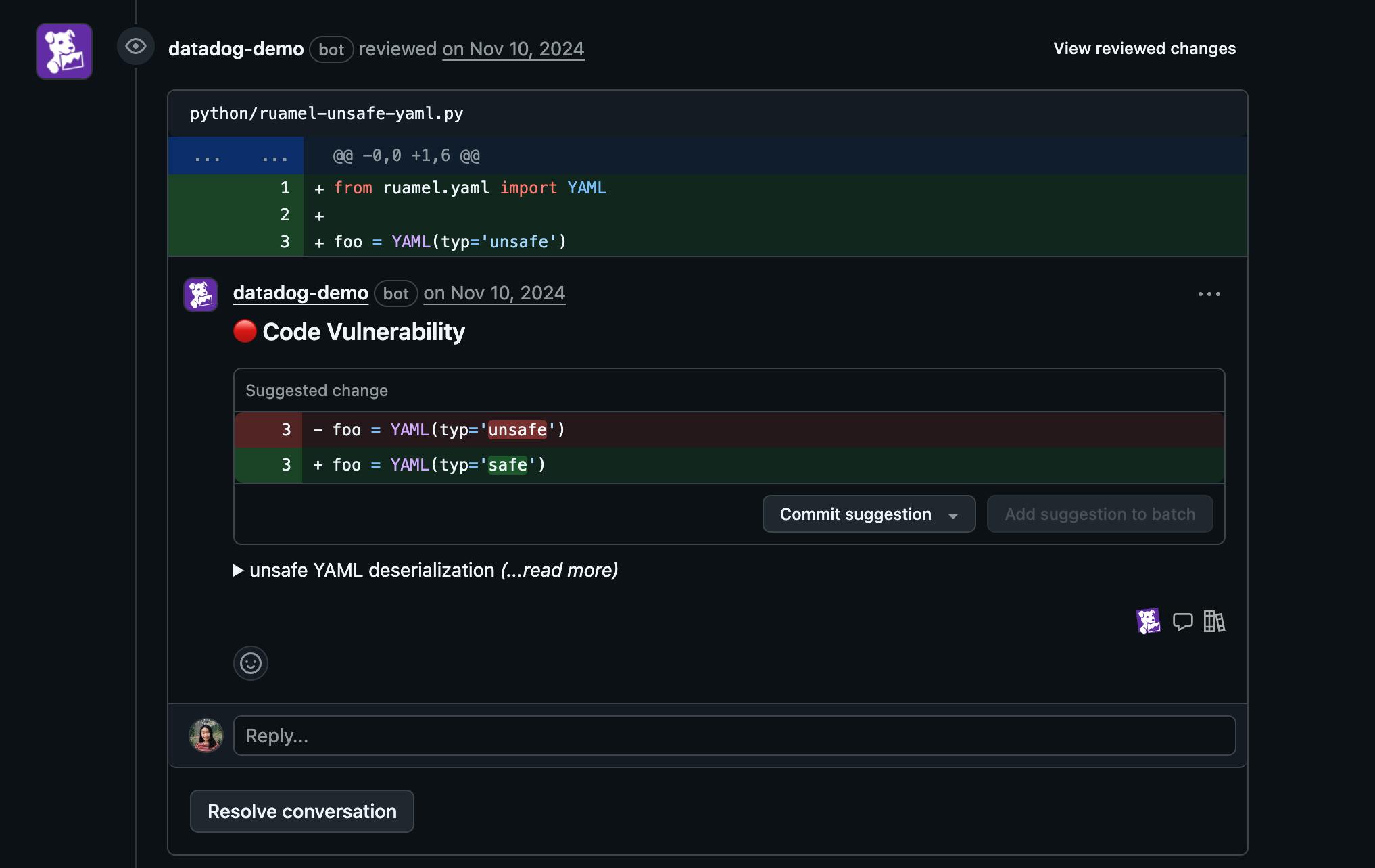 Catch and remediate vulnerabilities during code review